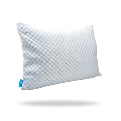 Pillowery CoolMist™ Blue on a made bed