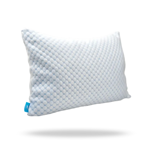 Pillowery CoolMist™ Blue on a made bed