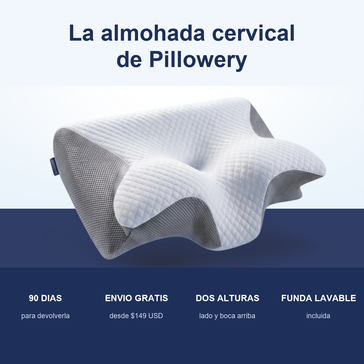 Almohada cervical CerviFlex de Pillowery, con garantia de 90 dias