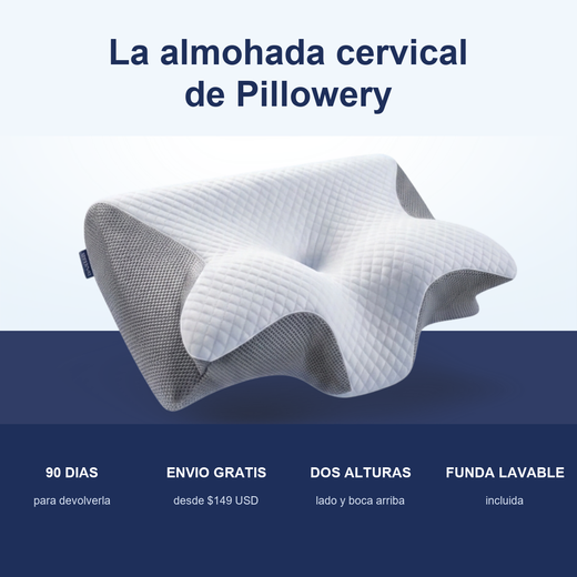 Almohada cervical CerviFlex de Pillowery, con garantia de 90 dias